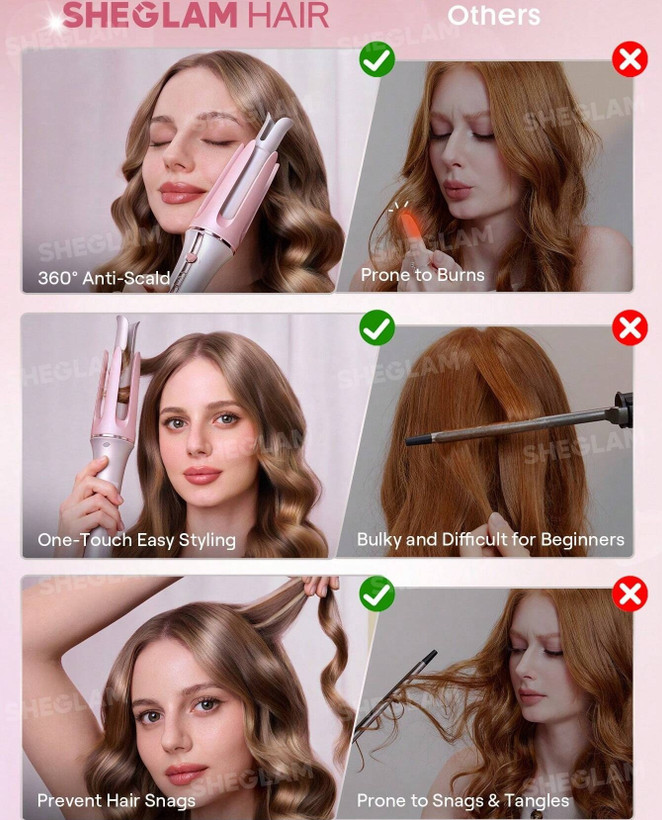 فر کننده مو فوری شیگلم-صورتی (کرلی) مدل Cupid’s Charm One-touch