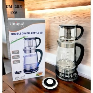 چای ساز یونیک مدل UM255 ظرفیت ۲.۵ لیتر با کتری پیرکس و پنل لمسی