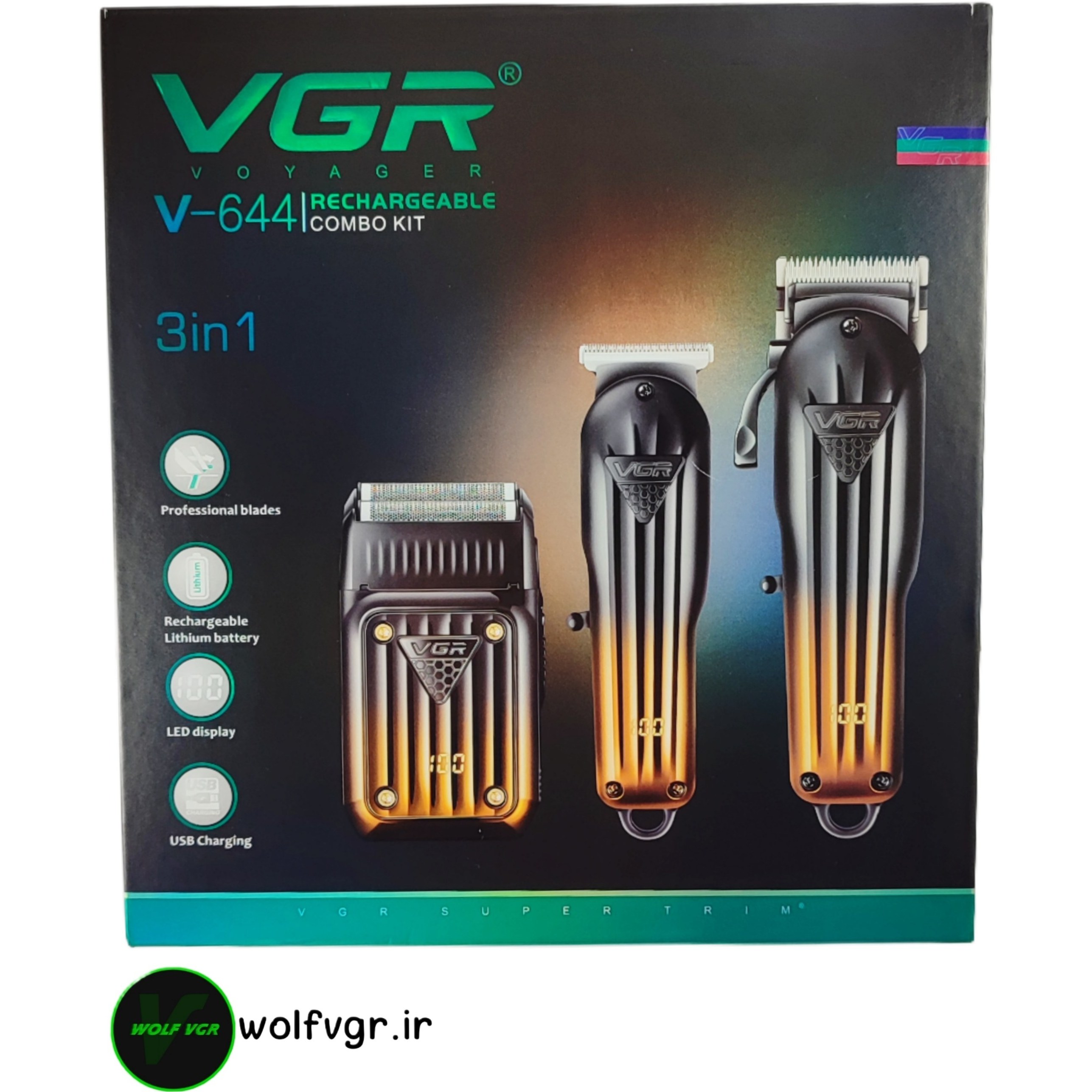 ست ماشین اصلاح وی جی آر مدل VGR V-644 با تکنولوژی برش مستقیم و استیل ضد زنگ