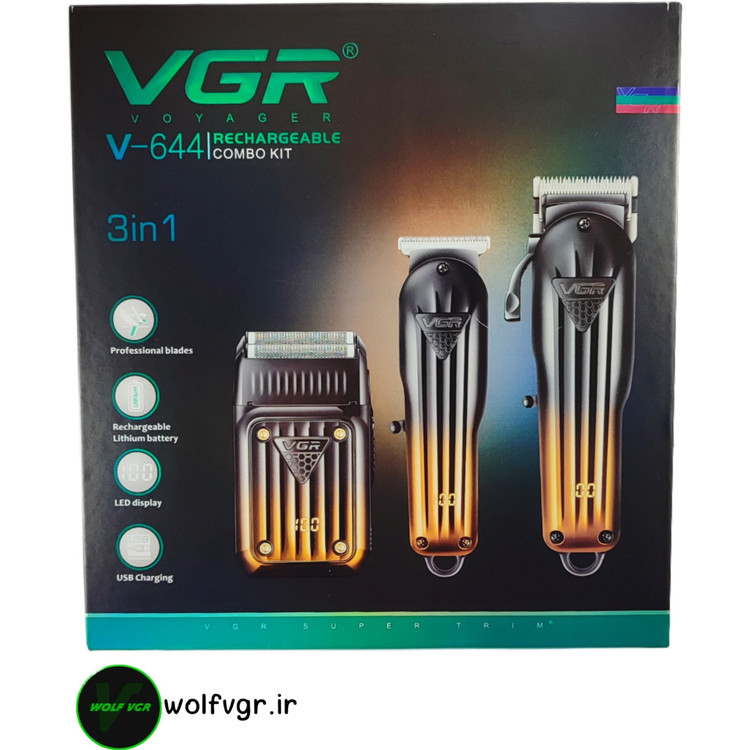 ست ماشین اصلاح وی جی آر مدل VGR V-644 با تکنولوژی برش مستقیم و استیل ضد زنگ