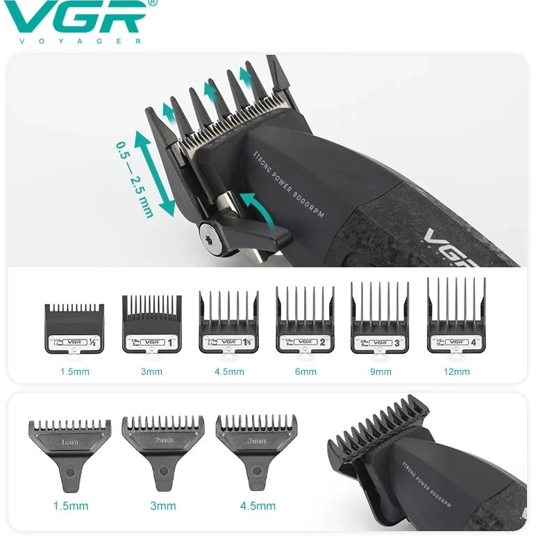 ماشین اصلاح وی جی آر مدل VGR V-640 با تیغه سرامیک و برش مستقیم