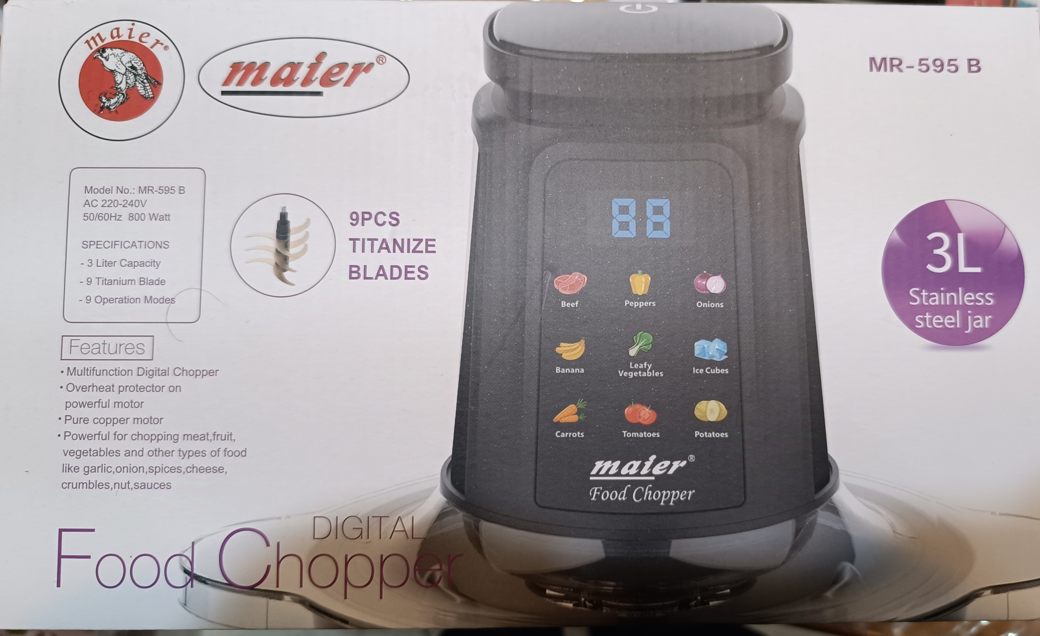 خردکن مایر مدل MR-595 ظرفیت ۳ لیتر با کاسه استیل