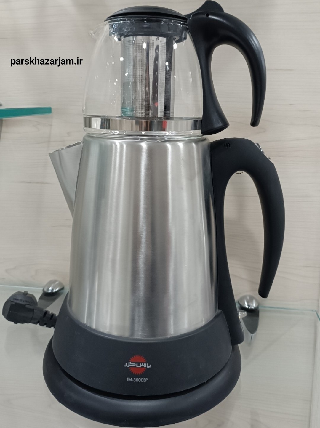چای ساز پارس خزر مدل TM3000SP ظرفیت ۱.۹ لیتر با کتری استیل