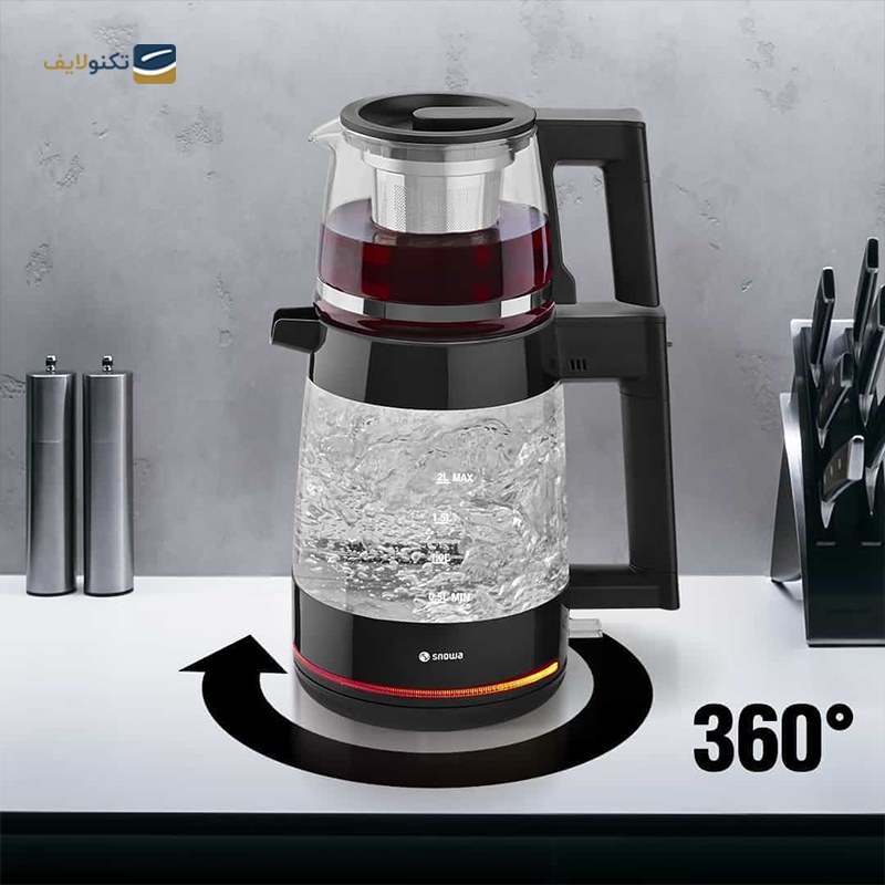 چای ساز اسنوا مدل STM-G1800 ظرفیت کتری ۲.۵ لیتر با کتری شیشه‌ای